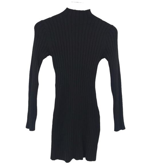 525 Mock Neck Turtleneck Sweater Mini Dress XS Ribbed Knit Bodycon Long Sleeve - Picture 1 of 7